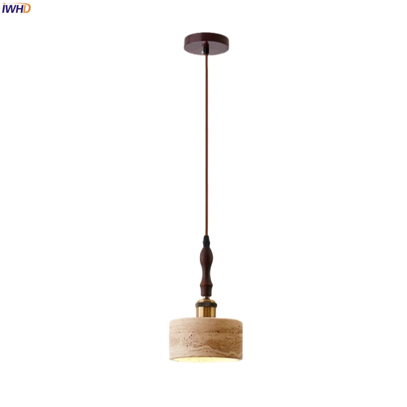 Afralia™ Yellow Travertine LED Hanging Lamps for Living Room, Bedroom, and Dining Room