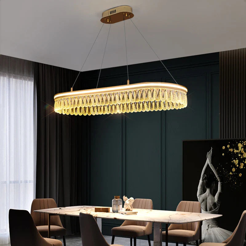 Afralia™ Modern Crystal LED Chandelier for Living Dining Room Decor