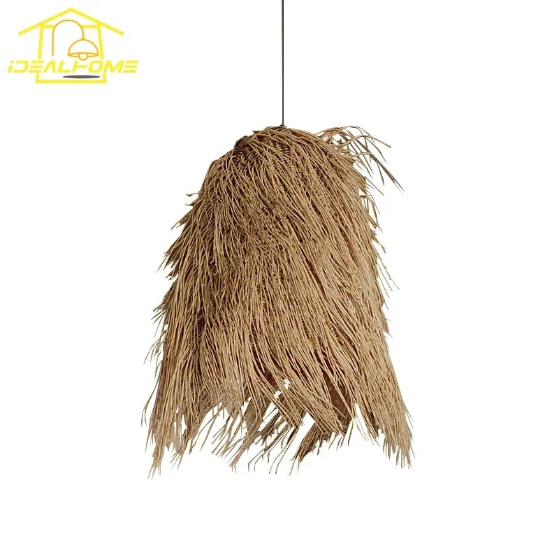 Afralia™ Vintage Rattan Weaving Pendant Light LED E27 for Zen Art Decor