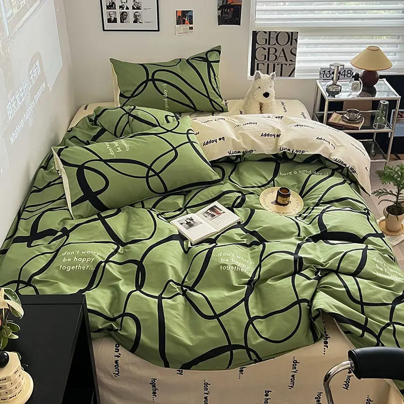 Afralia™ Nordic Cotton Printed Bedding Set for Twin Beds - Ultra Soft & Skin Friendly Home Bedclothes