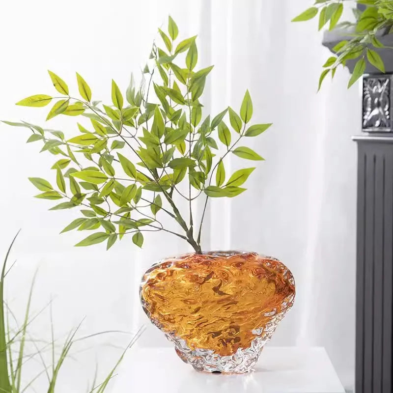 Afralia™ Glass Colored Vase Orange Floral Arrangement Hydroponics Terrarium Home Decor