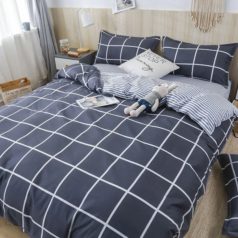 Afralia™ Geometric Floral Bedding Set with Quilt Cover, Duvet Cover, Sheet, and Pillows