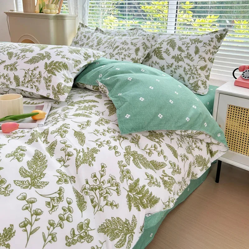 Afralia™ Plant Printed Brushed Single Duvet Cover for Cozy Winter Nights