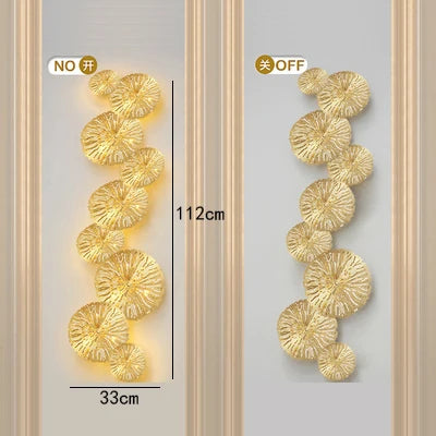 Afralia™ Gold Flower Copper Frame Wall Sconce for Hotel Dining Room Lighting