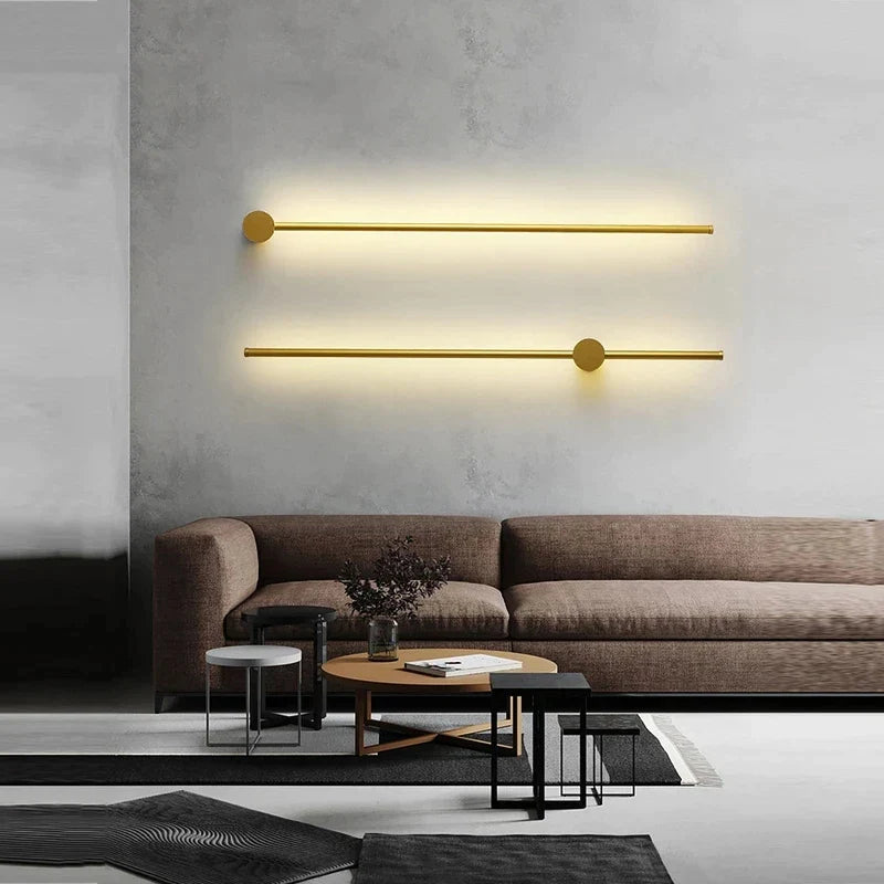 Afralia™ Modern LED Wall Lamp 80cm Gold Black for Home Decor