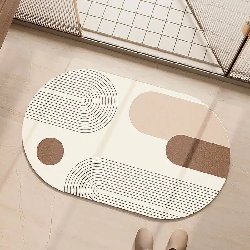 Afralia™ Geometric Diatom Ooze Bathroom Rug Super Absorption Non-slip Quick Dry Bath Mat
