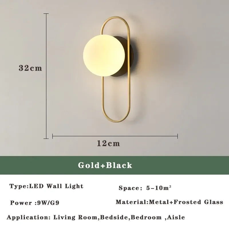 Afralia™ Nordic Golden LED Wall Lamp Indoor Wall Sconce for Bedroom Living Room