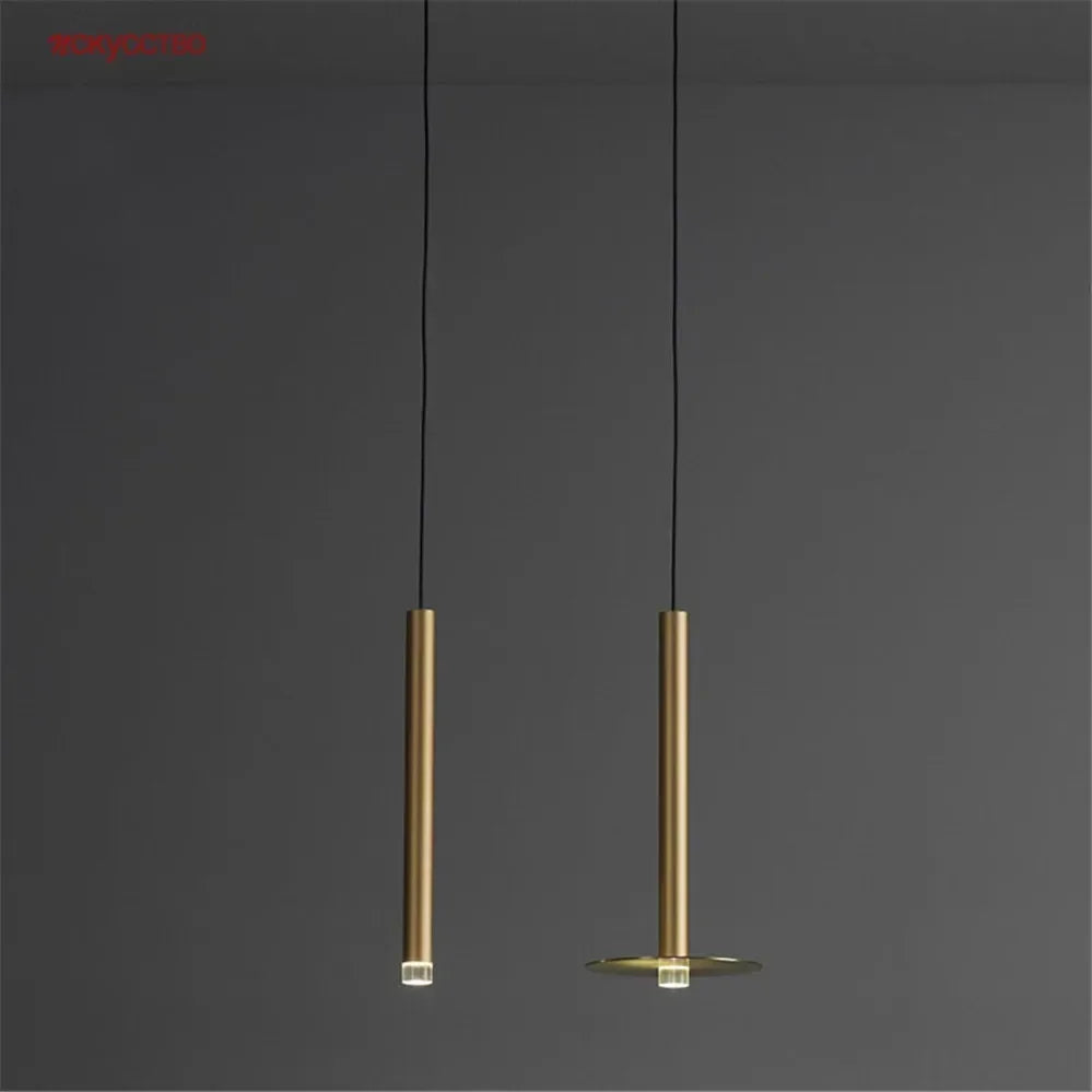 Afralia™ Gold Tube LED Pendant Lights for Kitchen Dining Office Home Decor