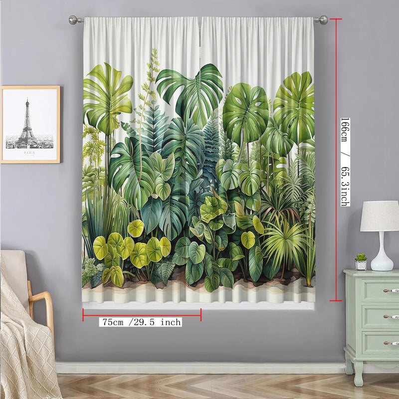 Afralia™ Tropical Leaf Gauze Curtain for Kitchen, Living Room, Balcony, Garden