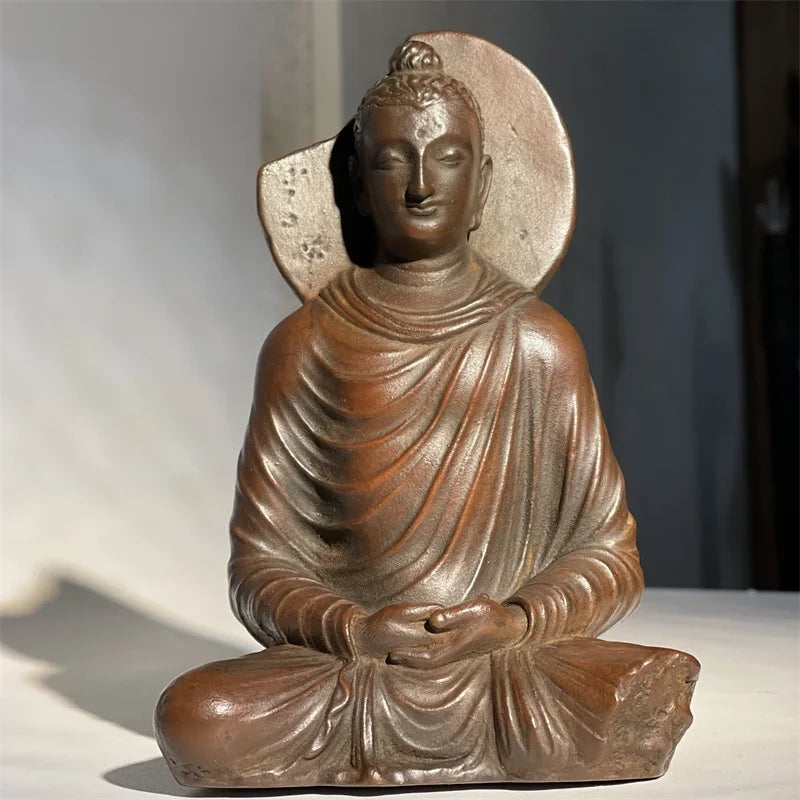 Afralia™ Ceramic Buddha Sculpture Home Decor Ornament - Retro Seated Abstract Statue