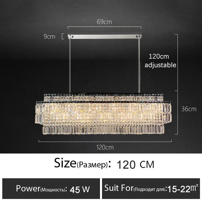 Afralia™ Crystal Chandelier: Modern Rectangle Luxury Dining Room Lighting