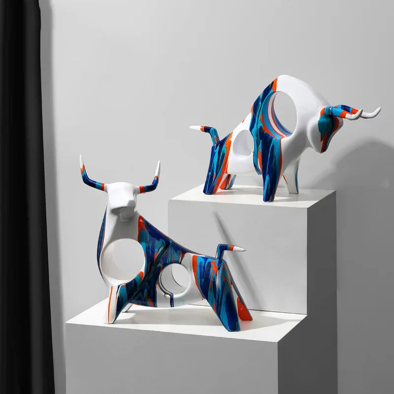 Afralia™ Modern Cow Sculpture TV Cabinet Decoration Crafts
