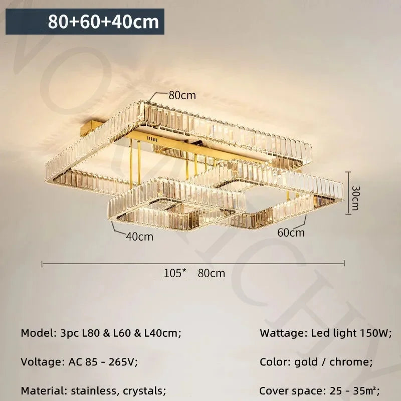 Afralia™ Crystal Luxury Ceiling Light for Living Room Bedroom Restaurant - Dimmable & Modern