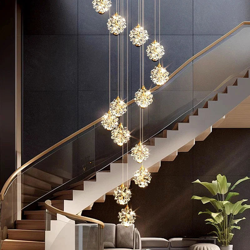 Afralia™ Modern Stair Chandelier Pendant Lights Indoor Ceiling Lamp LED Chandeliers for Living Room