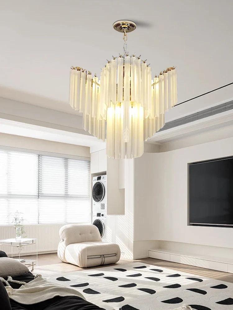 Afralia™ White Glass Crystal Large Pendant Light: Elegant Nordic Design for Your Room