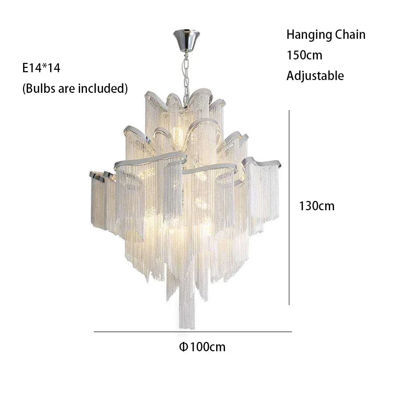 Afralia™ Luxury Tassels Ceiling Chandelier Dimmable Lights for Bedroom Decoration