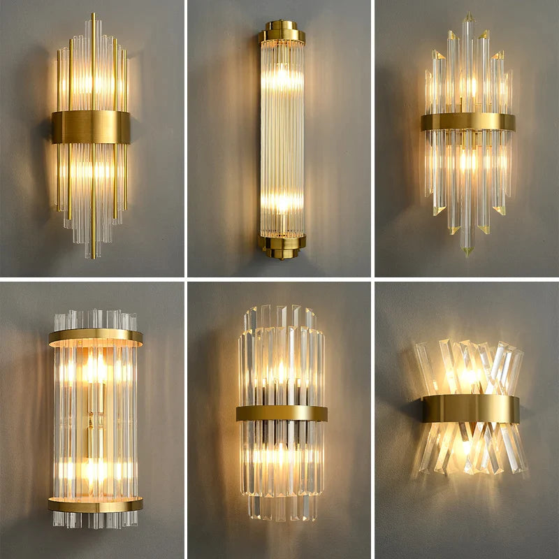 Afralia™ Crystal LED Wall Lamps: Elegant Gold Wall Sconce Lights for Luxury Home Decor