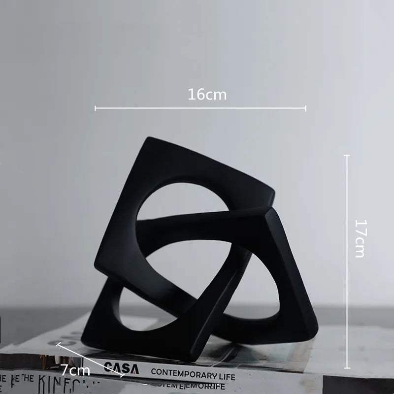 Afralia™ Geometric Cross Square Ring Sculpture White - Home Decor Ornament