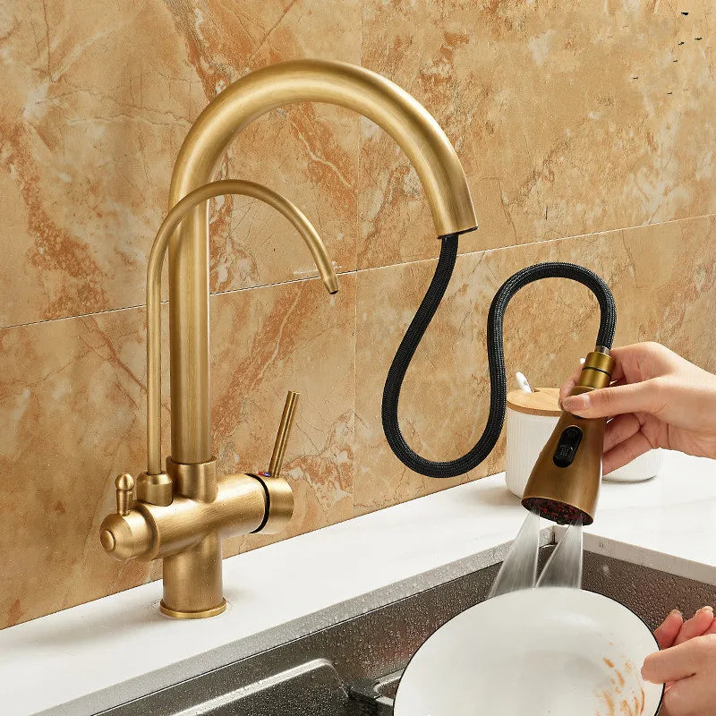 Afralia™ Brass Kitchen Faucet | Deck Mounted Water Filter Tap Mixer