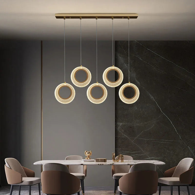 Afralia™ Crystal Ring LED Chandelier: Modern Gold Kitchen Lighting for Staircase, Simple Indoor Hanging Lamp