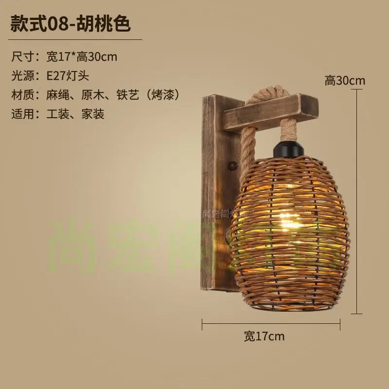 Afralia™ Bamboo Wicker Wall Lamp E27 Chandeliers Hand-Woven Room Decor Light Fixtures
