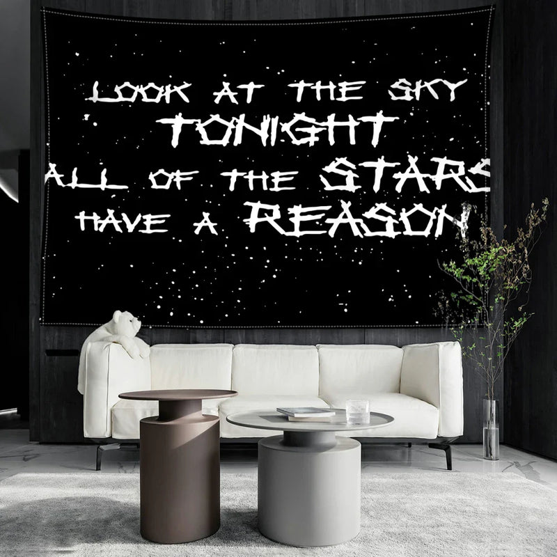 Afralia™ Black Sky Art Tapestry: Lil Peep Aesthetic Dorm Decor for Mysterious Vibes