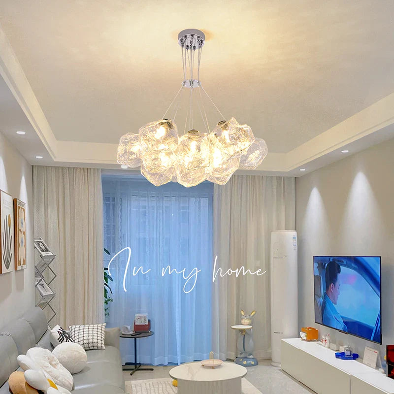 Afralia™ Iced Crystal Chandeliers: Nordic Milan LED Hanging Lights for Living Room