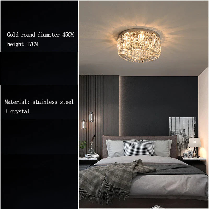 Afralia™ Crystal LED Ceiling Lamp for Chic Living, Bedroom, and Dining Room