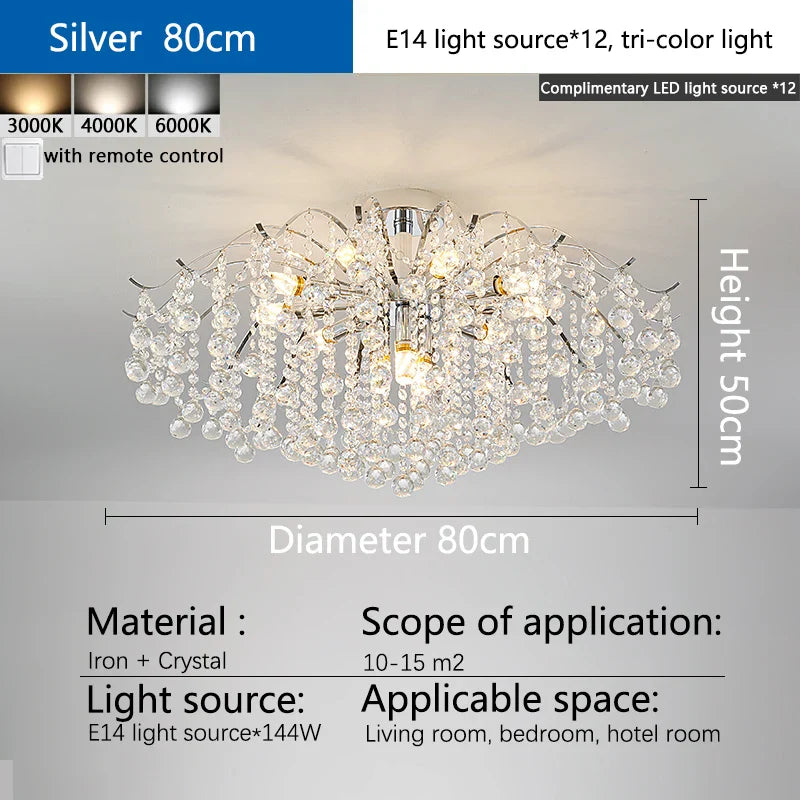 Afralia™ Crystal Luxury LED Chandelier Ceiling Light for Living Room Bedroom Home Decor