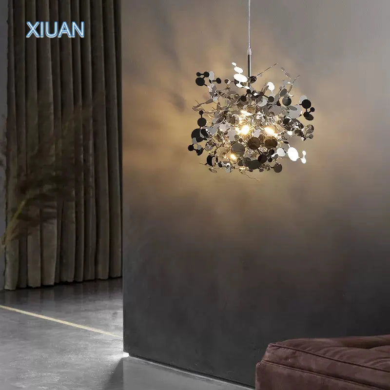 Afralia™ Stainless Steel Pendant Lamp, Silver Chrome Luxury Hanging Light for Home and Business