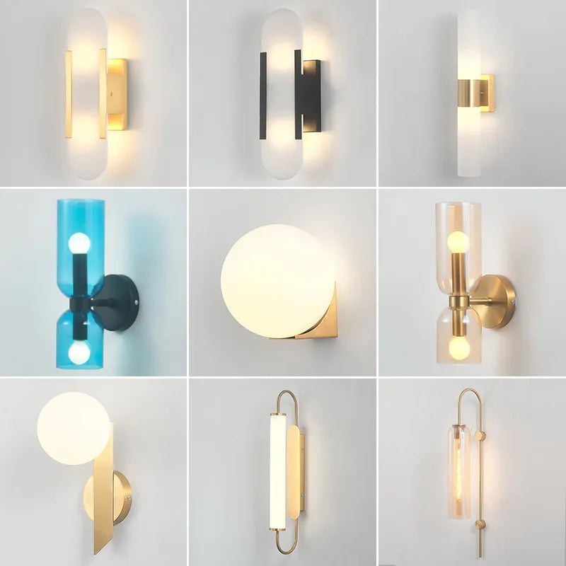 Afralia™ Scandinavian Brass Wall Sconce Glass Shade for Modern Living Room Lighting