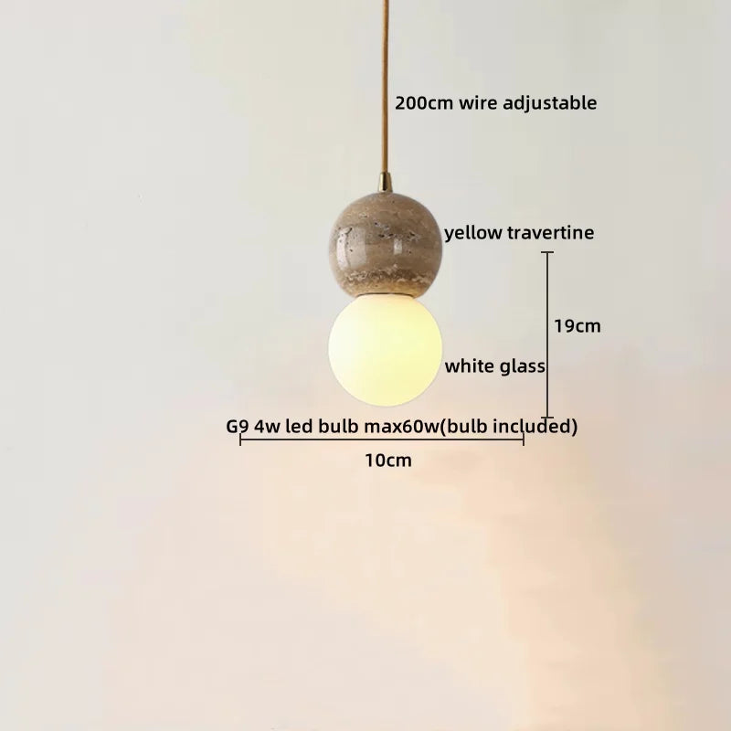 Afralia™ LED Hanging Lamp: Yellow Travertine Japanese Style Pendant Light for Home Decoration