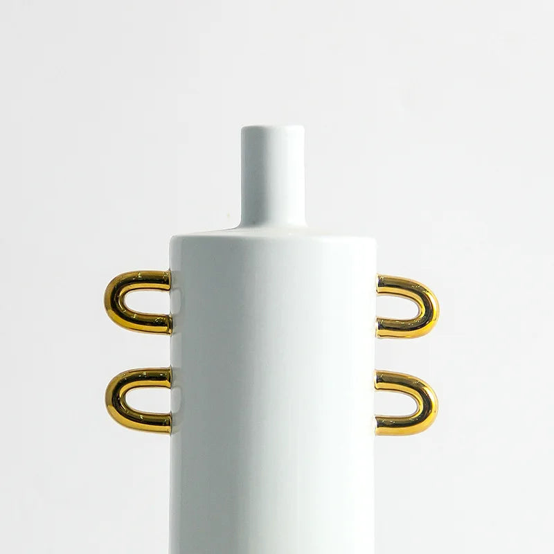 Afralia™ Black and White Dots Geometric Ceramic Vase: Home Decoration Handicraft Ornament