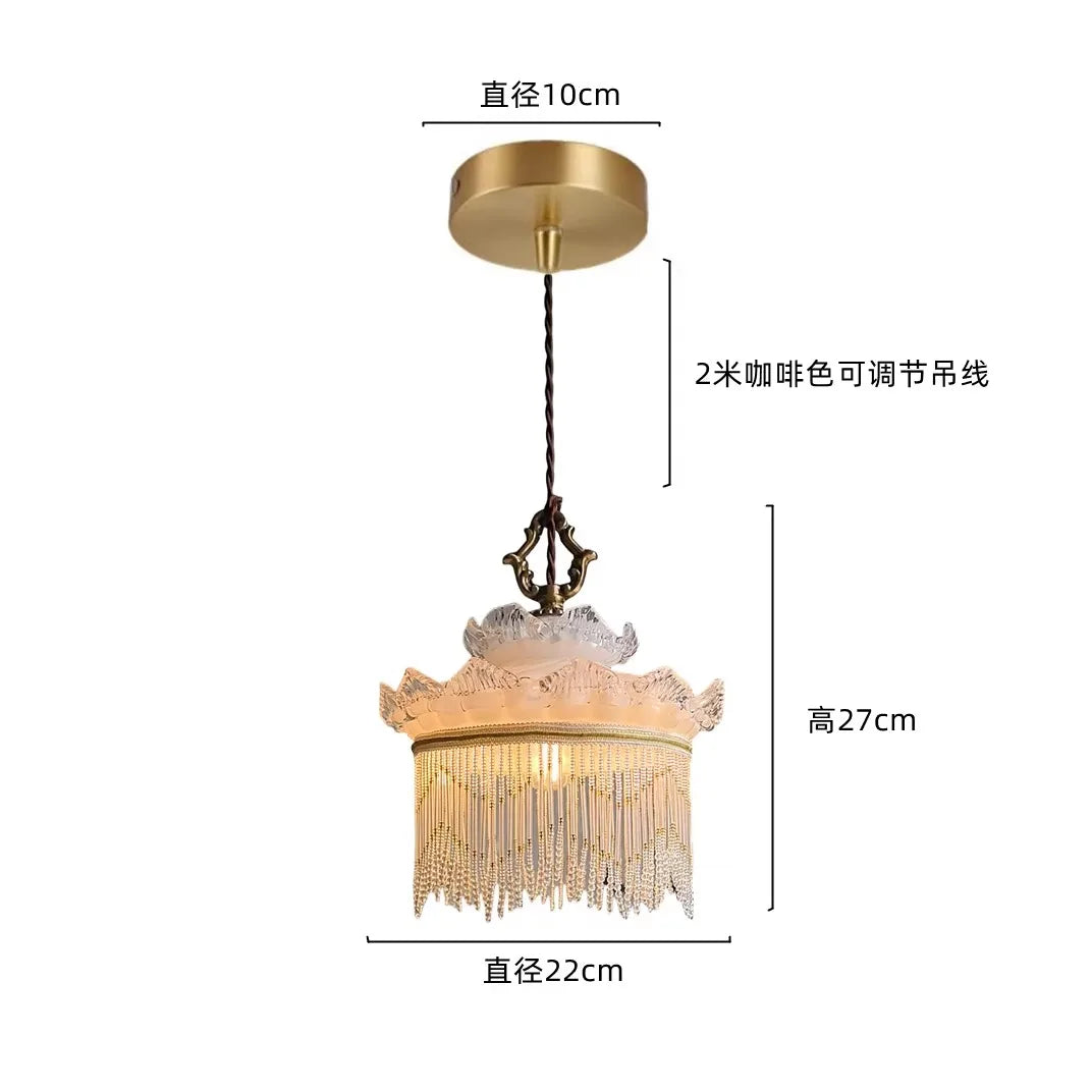 Afralia™ Medieval Tassel Glass Copper LED Pendant Light - Romantic Atmosphere