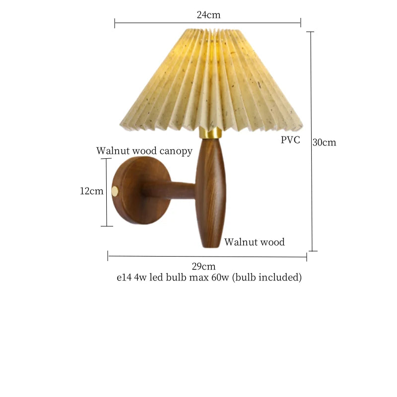 Afralia™ Cream PVC LED Wall Lamps Japanese Walnut Wood Applique Murale