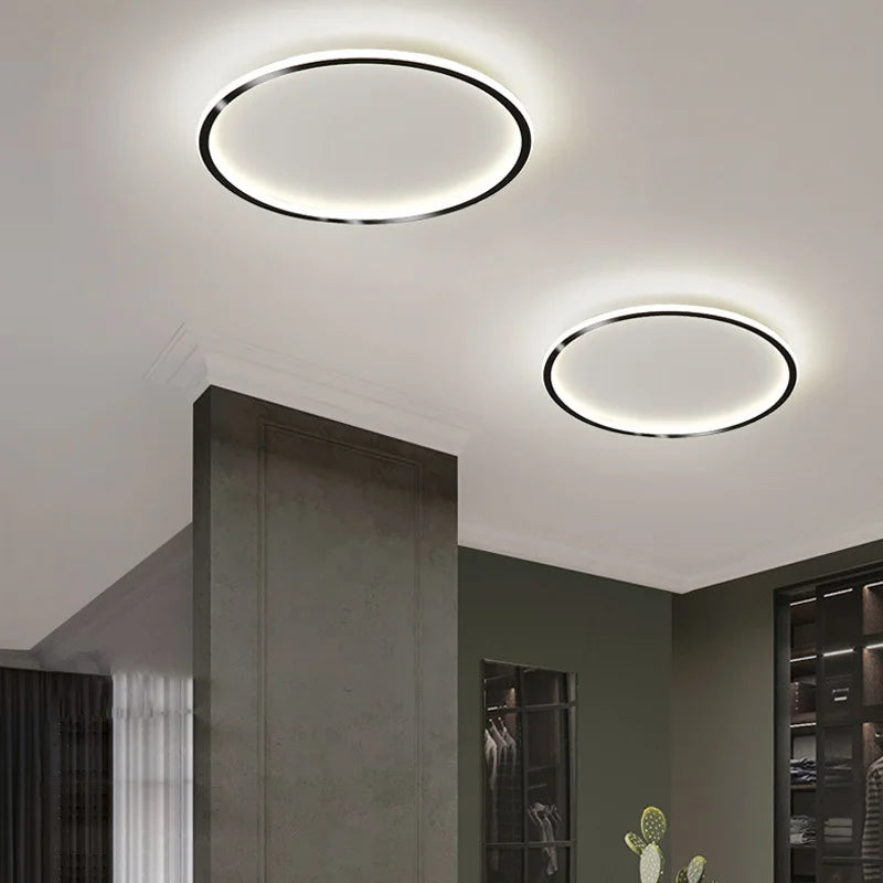 Afralia™ Black Dimmable LED Ring Ceiling Light for Modern Living Room, Bedroom, Kitchen Décor