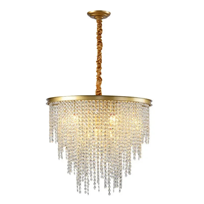 Afralia™ Retro E14 LED Pendant Lights in Black/Gold Finish - Elegant Crystal Suspension Lamp