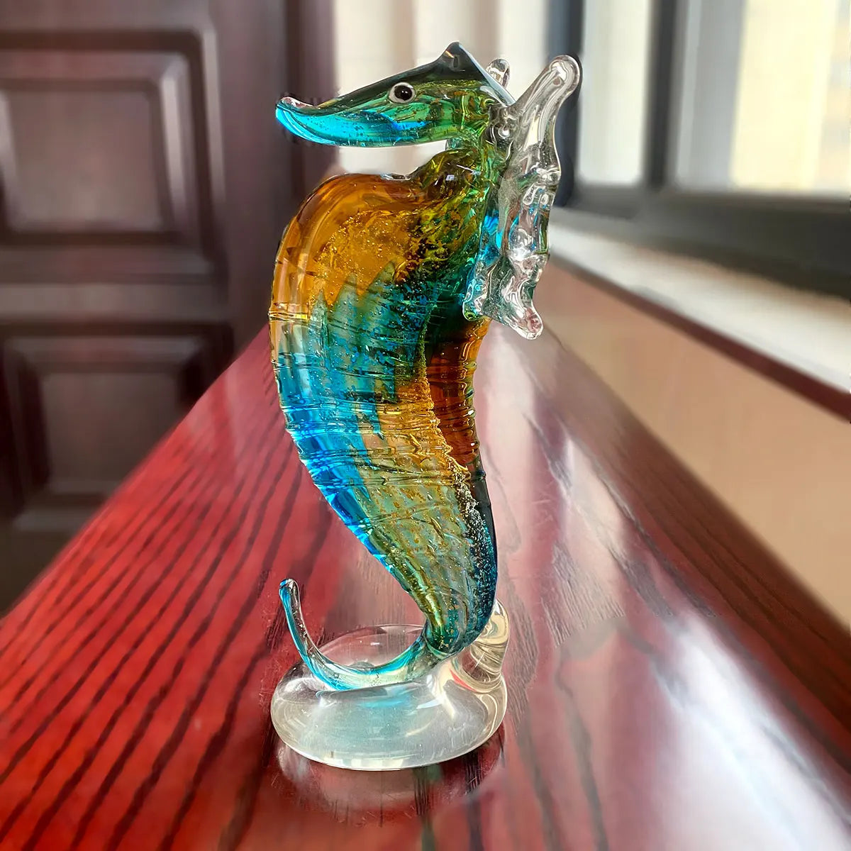 Afralia™ Hand Blown Glass Seahorse Figurine, Crystal Animal Craft Collection Display