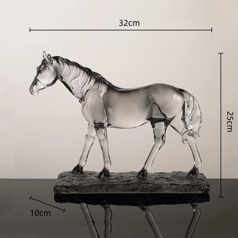 Afralia™ Clear Horse Resin Sculpture Decorative Figurine Home Decoration