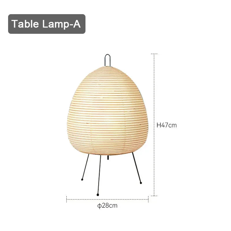 Afralia™ Tripod Rice Paper Table Lamp | Akari Noguchi Lantern Style LED Night Light