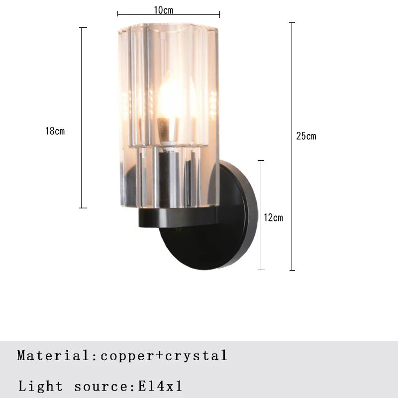Afralia™ Bronze Copper Crystal Wall Lamps Luxury Lighting Fixture for Aisle Bedside Decor.
