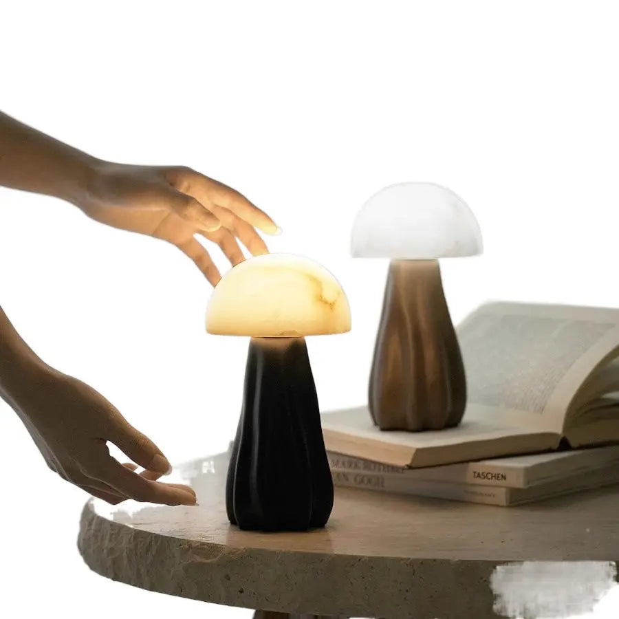 Afralia™ Marble Mushroom Desk Lamp - Antique Night Light for Prosperous Ambiance