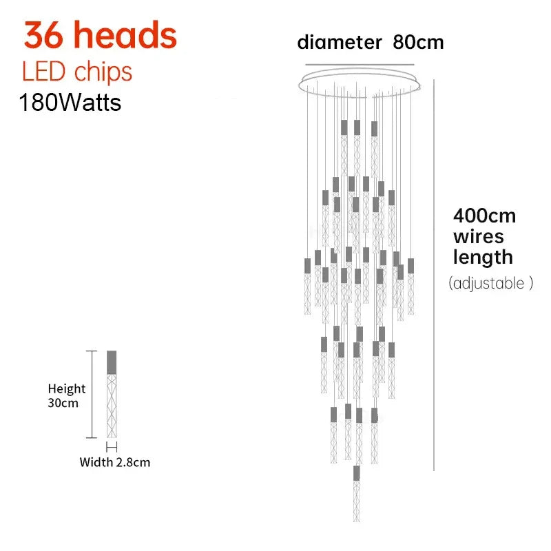 Afralia™ Crystal Staircase Chandelier: Luxury LED Pendant Lighting for Dining Rooms, Villas, and Attics