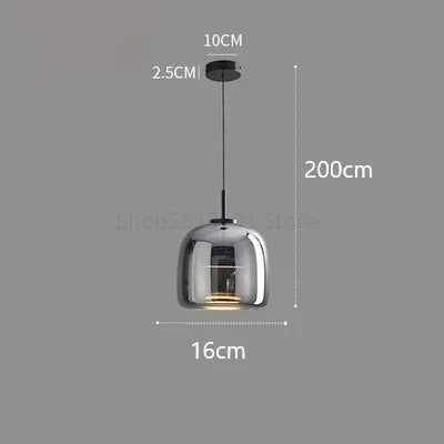 Afralia™ Glass Bowl Chandelier: Modern Nordic LED Smoke Hanging Lamp for Dining Room, Bar - Indoor Decor Lighting
