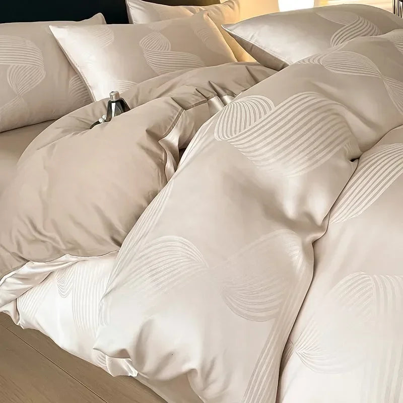 Afralia™ Luxury Jacquard Satin Cotton Bedding Sets for Adults