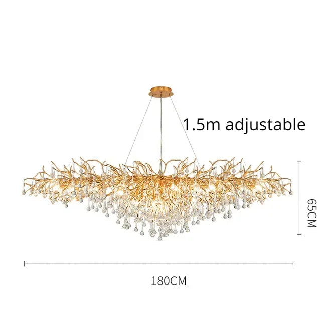 Afralia™ Gold Crystal Chandelier: Dining Living Room Kitchen Table Modern Luxury Lighting