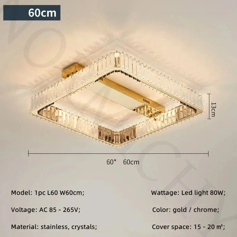 Afralia™ Crystal Luxury Ceiling Light for Living Room Bedroom Restaurant - Dimmable & Modern