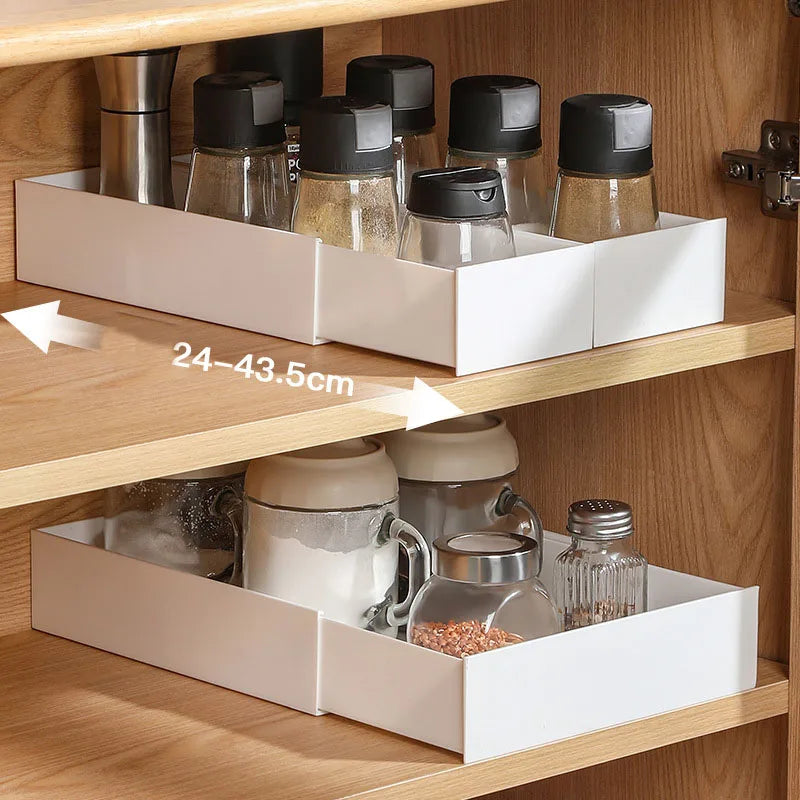 Afralia™ Sliding Cabinet Organizer Basket Divider for Kitchen and Cosmetic Storage