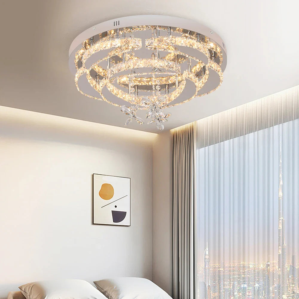 Afralia™ Crystal Chandelier: Modern Dimmable LED Pendant Light for Living & Dining Rooms