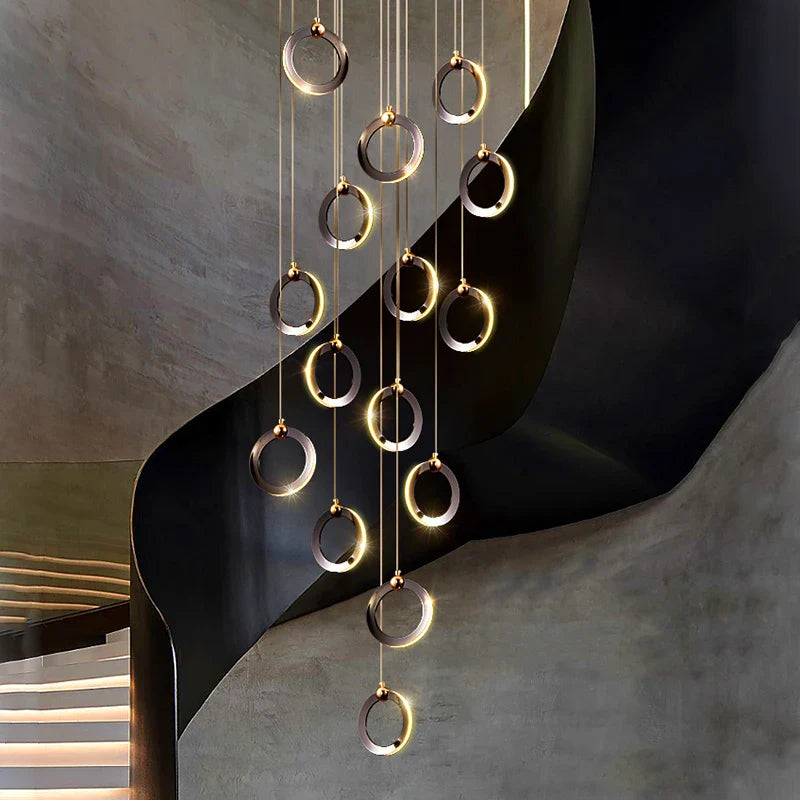 Afralia™ Crystal Chandelier Stair Pendant, Modern Living Room Lighting, Interior Home Decoration